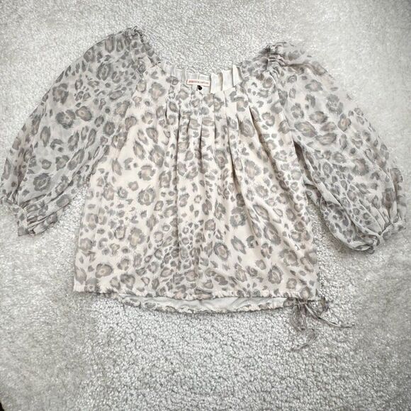 Rebecca Taylor Leopard Cold Shoulder Blouse - Picture 1 of 9